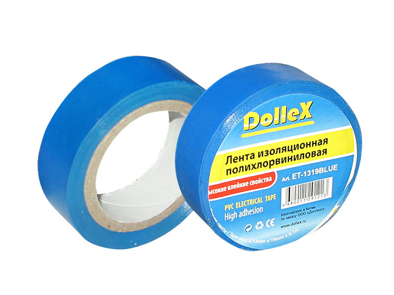 Лента изоляционная Dollex ПВХ (PVC) синяя 19 мм х 9,10 м/ET-1319BLUE