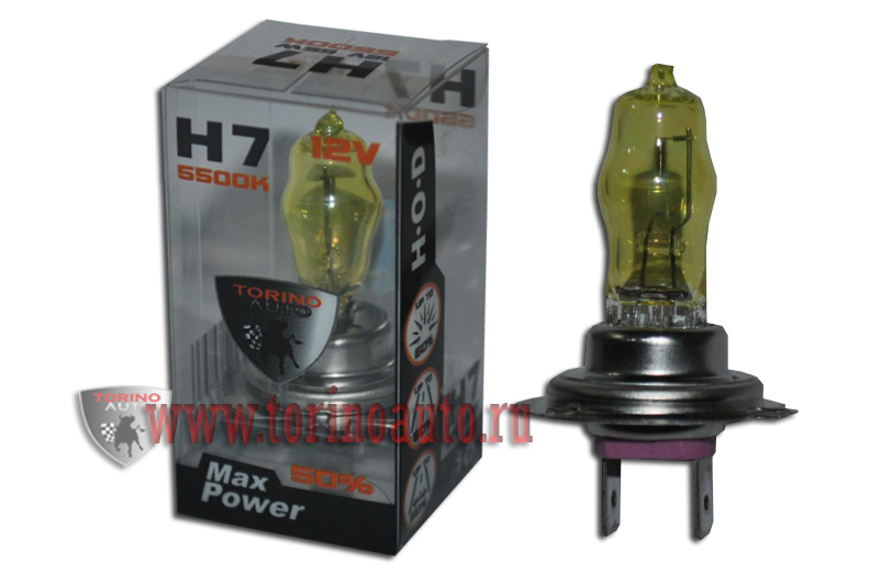 Лампа галогеновая   H7 "HOD-LUMAX" 12V55W+50% (SOLAR YELLOW 2800K)