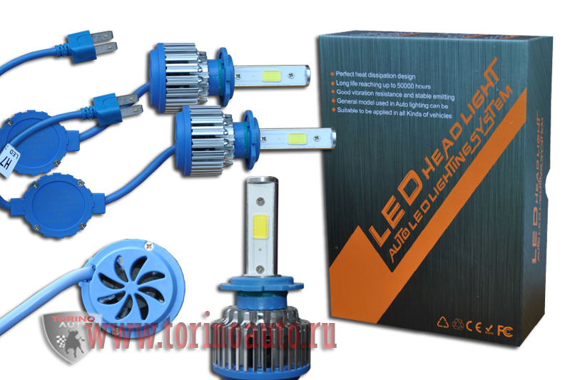 Лампа головного света со светодиодами CREE H7 36W-3600LM/BLUE/ 9-36V(со встр, вентилятором)