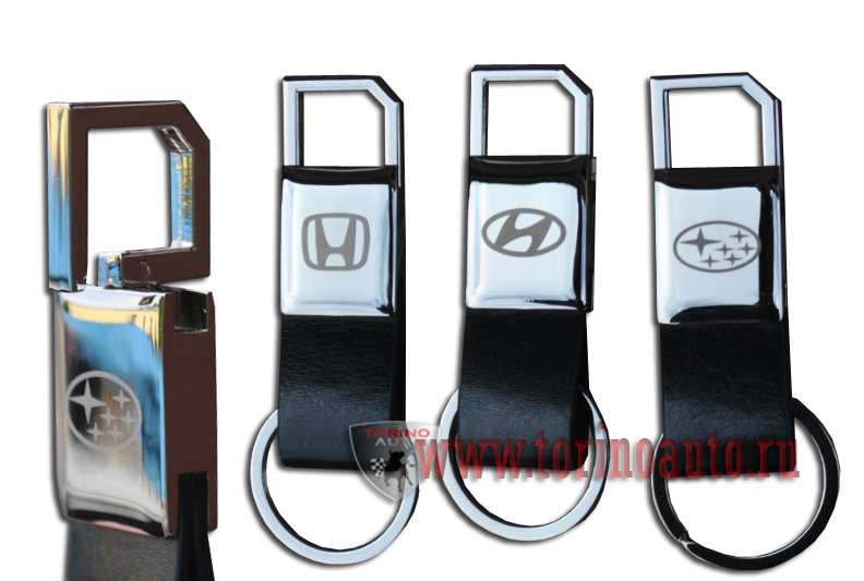 Брелок AA0143 - MERCEDES BENZ черная кожа,хром, кольцо, с карабином на  пружине/AA0143