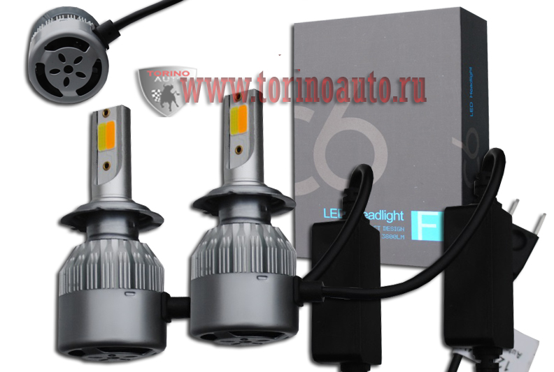 Лампа головного света со светодиодами CREE H4-C6F 36W/3800LM  3000/6000K 12V(со встр, вентилятором)