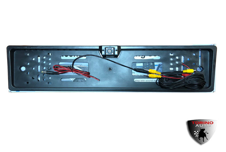 Рамка заднего номерного знака EK-20 Black пластик с камерой заднего (кабели подключения к LED или ЖК