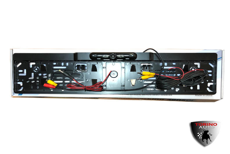 Рамка заднего номерного знака EK-45 Black пластик с камерой заднего (кабели подключения к LED или ЖК