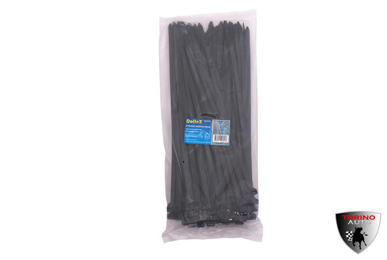 Хомут стяжка 8х300 нейлоновая (уп. 100 шт.) черный Dollex /SN-830