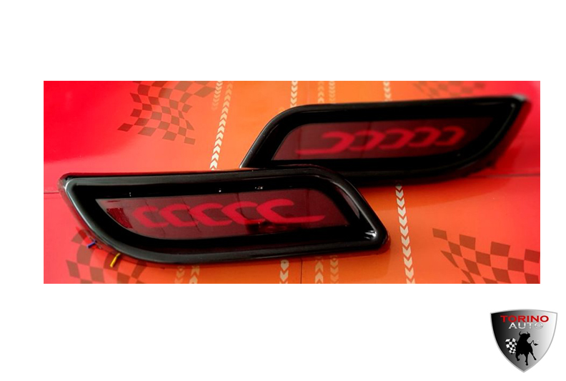 Накладки бампера светодиодные ZFT-396 RED  GREY типа "Lexus" на задний бампер Лада Приора