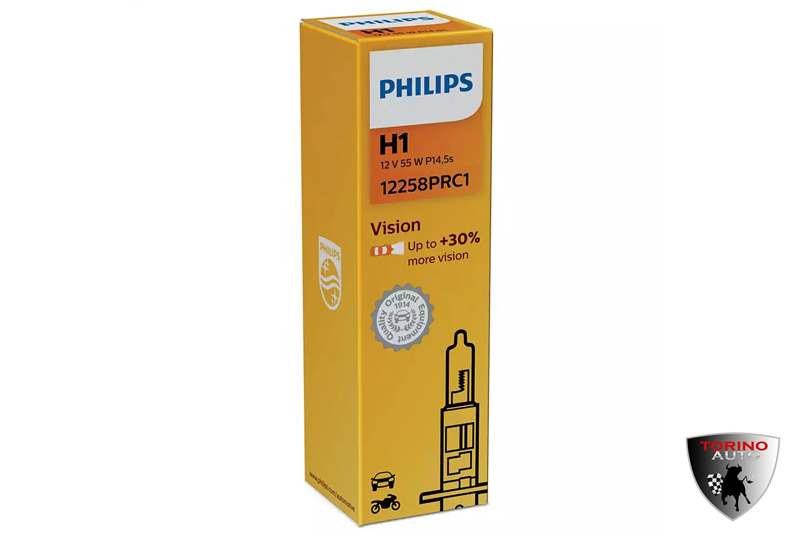 Лампа галогеновая "Philips" H1 (55W 12V) Vision, в коробке,1шт/12258PRC1