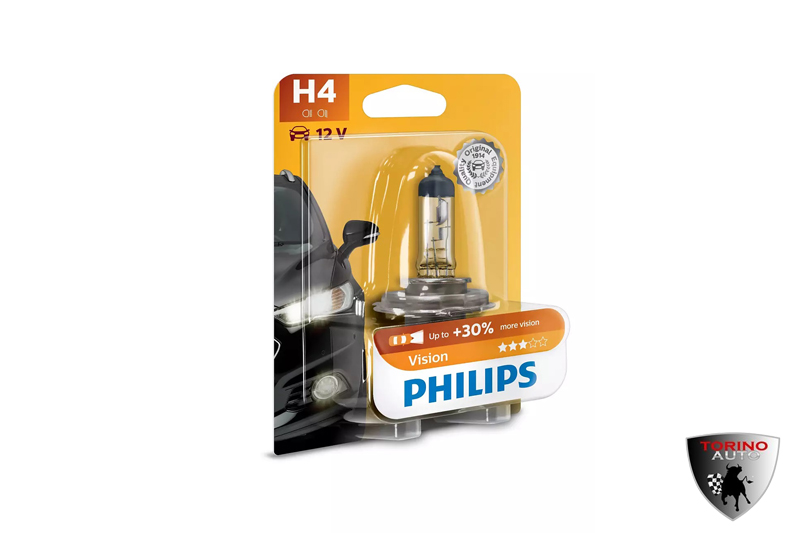 Лампа галогеновая "Philips" H4 (55W 12V) Vision, блистер,1шт/12342PRB1