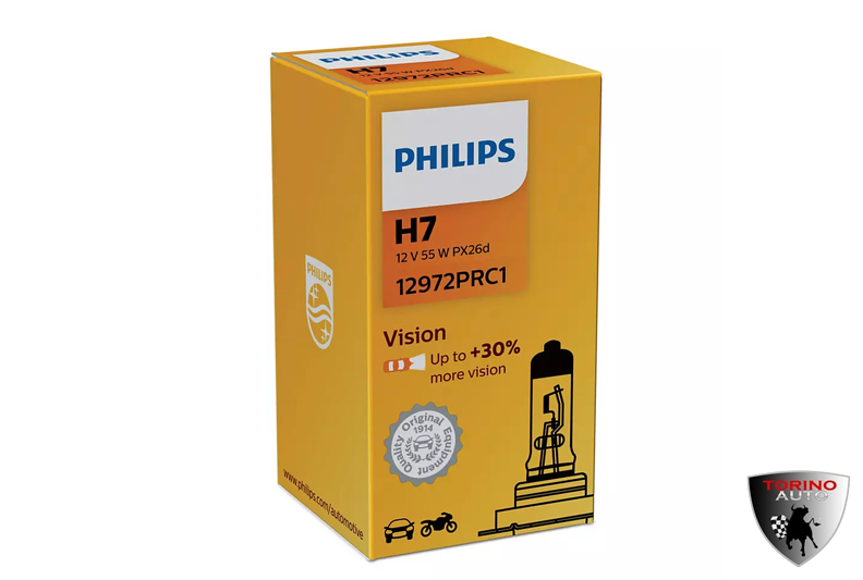 Лампа галогеновая "Philips" H7 (55W 12V) Vision, в коробке,1шт/12972PRC1