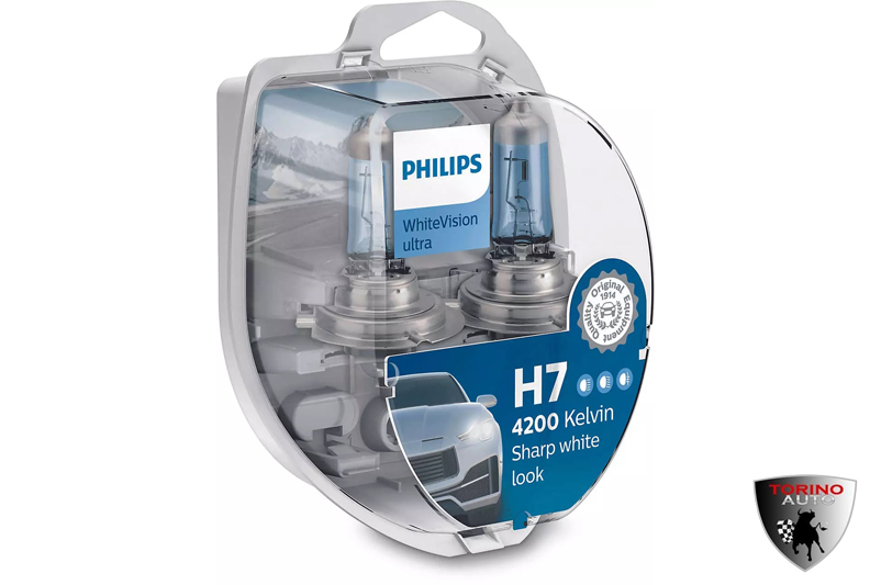 Лампа галогеновая "Philips" H7 (55W 12V) WhiteVision Ultra + W5W 2шт+ QR код подлинности/12972WVUSM