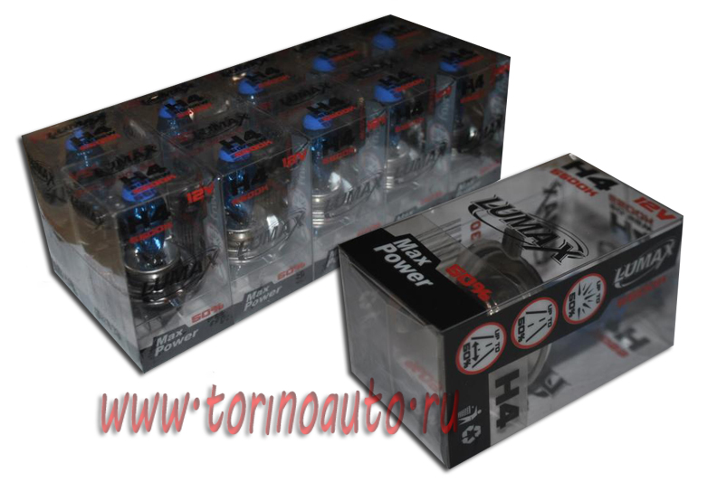 Лампа галогеновая   H4 "HOD-LUMAX" 12V60/55W   P43T+50% (PRECIOUS WHITE-5500K)