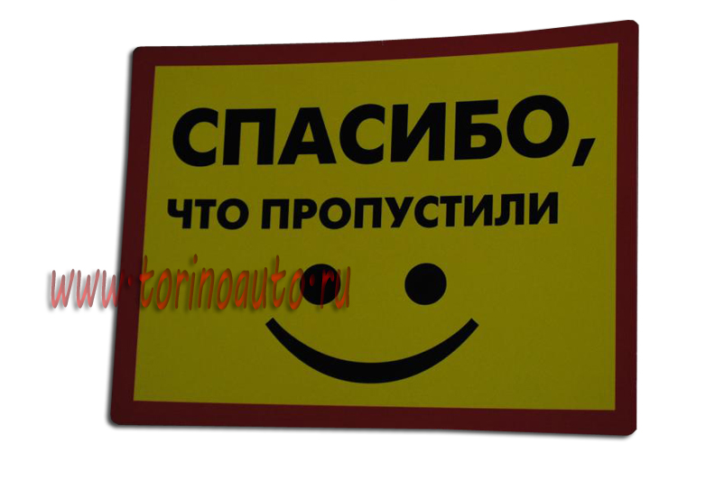 Наклейка с надписью "Спасибо что пропустили!" на пленке Оракал, 145х105мм /10