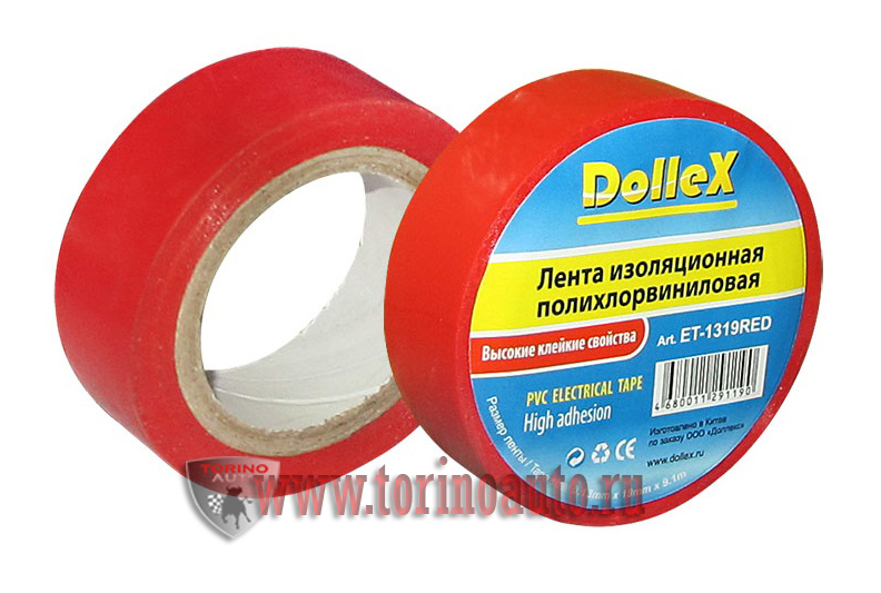 Лента изоляционная Dollex ПВХ (PVC) красная 19 мм х 9,10 м/ET-1319RED