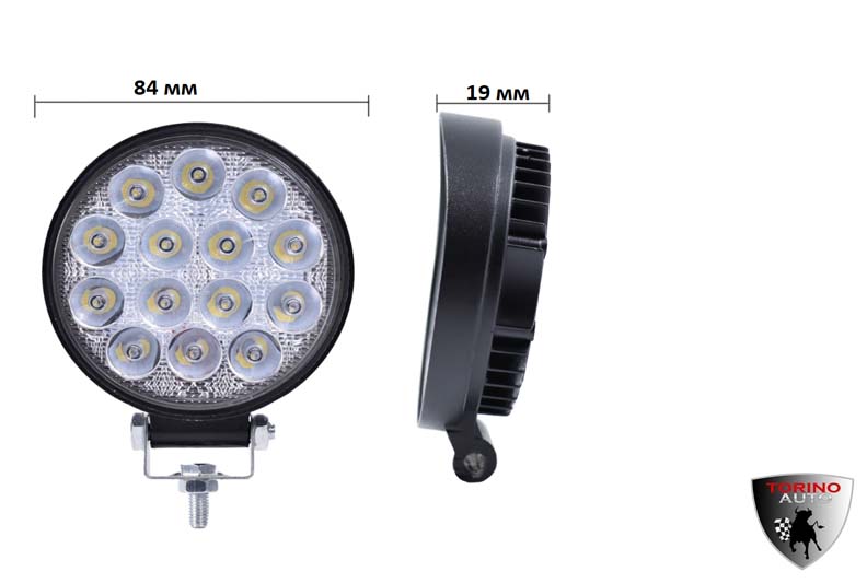Фонарь светодиодный  G0004-mini (14LED 10W)  круглый тонкий (12/24W) 84*84*19MM