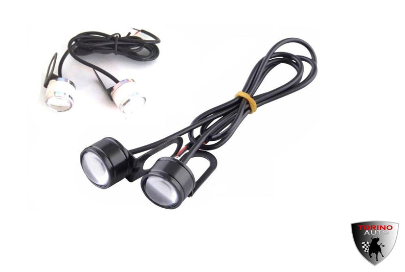 ДНЕВНЫЕ ХОДОВЫЕ ОГНИ JZD-01BS LED врезные (линзованые глазки , корпус белый) к-т 2 шт.