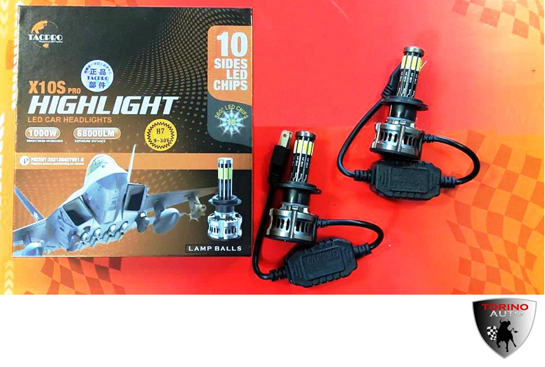 Лампа головного света со светодиодами CREE H7-X10S  10chip-1000W-68000LM 9-30V(со встр, вентилятором