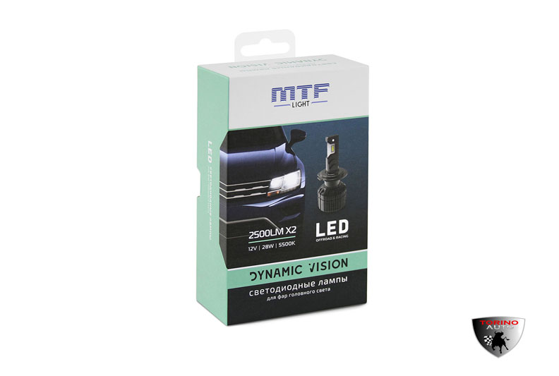 Лампа светодиодная  "MTF" Light DYNAMIC VISION LED, H7, 28W, 2500lm, 5500K, кулер, комплект 2шт/DV07