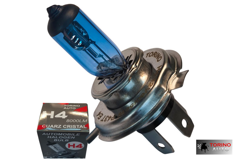 Лампа галогеновая H4 12V 65W/55W TORINO (Холодный белый свет 6000K) КВАРЦЕВОЕ СТЕКЛО