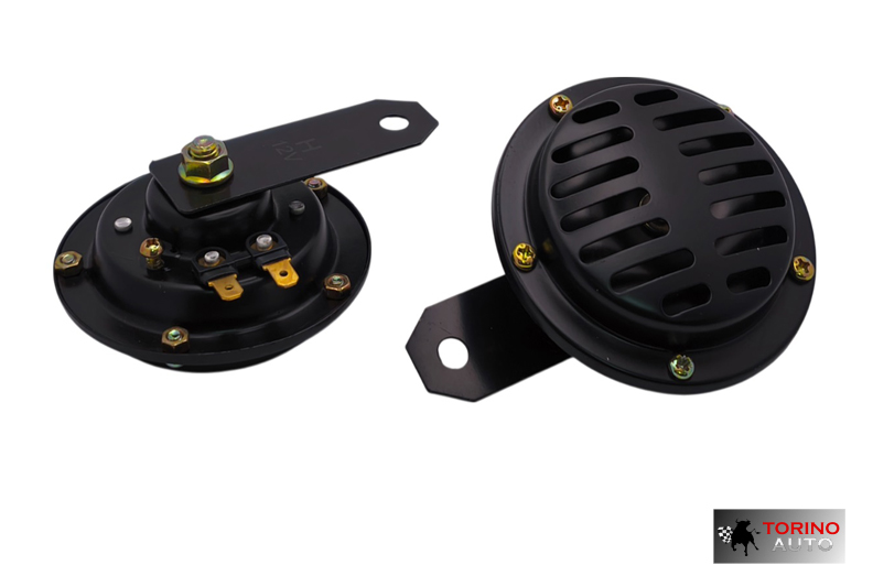 Сигнал звуковой электрический TZ-229 BLACK 12В, 5А (H420±20Hz, L350±20Hz, 110±5Db, Ф90мм) комплект 2