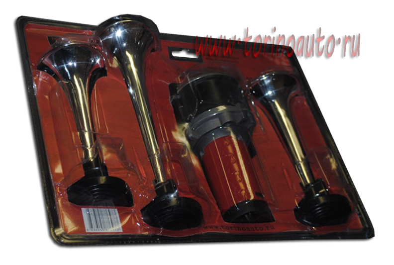 Сигнал звуковой  воздушный ST-1015C, 3-х рожковый,хромированный,12V/10