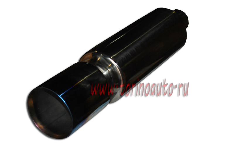Глушитель прямоточный, спортивный HJ-A2105BL (нержавеющая сталь) 500x105x100мм, D=60